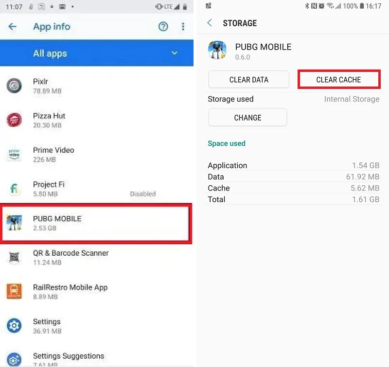 پاک کردن کش و داده‌های بازی PUBG در اندروید