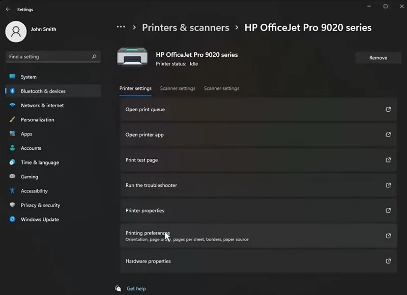 تنظیمات Printing Preferences در ویندوز 11