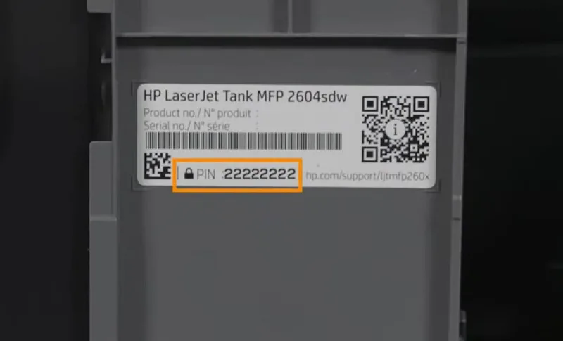 Administrator password یا Pin پرینتر hp
