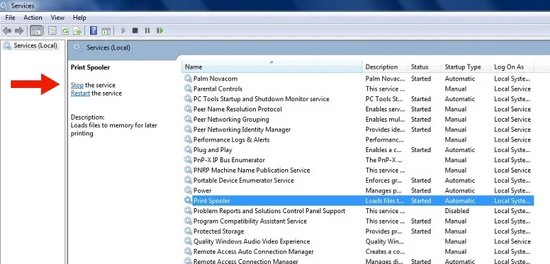توقف Printer Spooler Service جهت حل مشکل دیر پرینت گرفتن HP