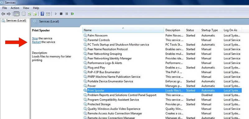 ری استارت Printer Spooler Service برای رفع تاخیر در پرینت فایل های PDF