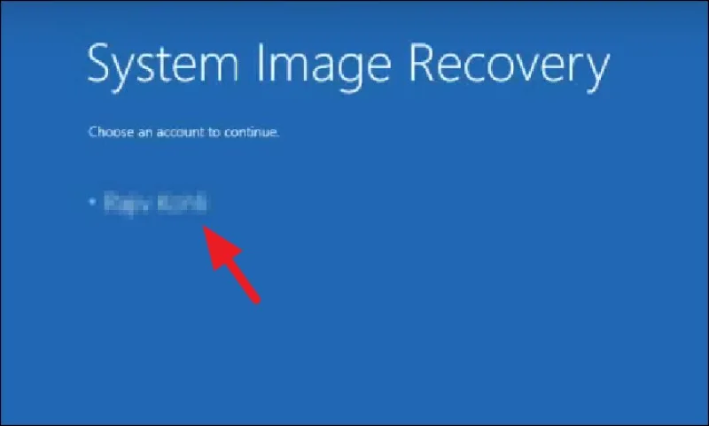 ورود مشخصات اکانت در بخش در بخش System Image Recovery ویندوز