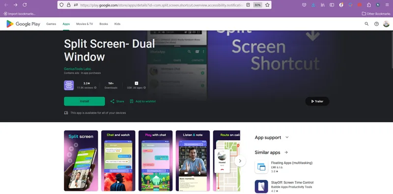 برنامه Split Screen- Dual Window